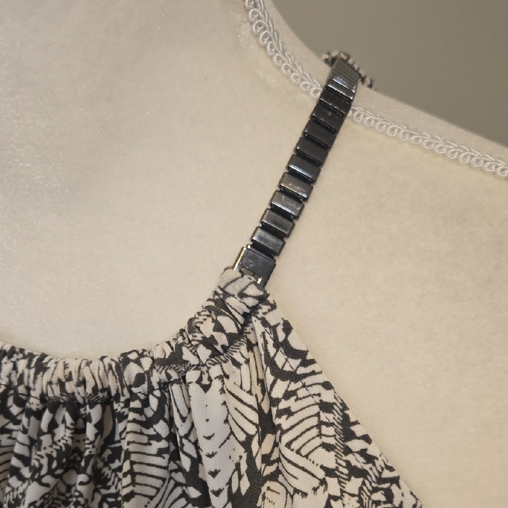 Alfani Black and White Blouse with Yellow Trim - Picture 3 of 8